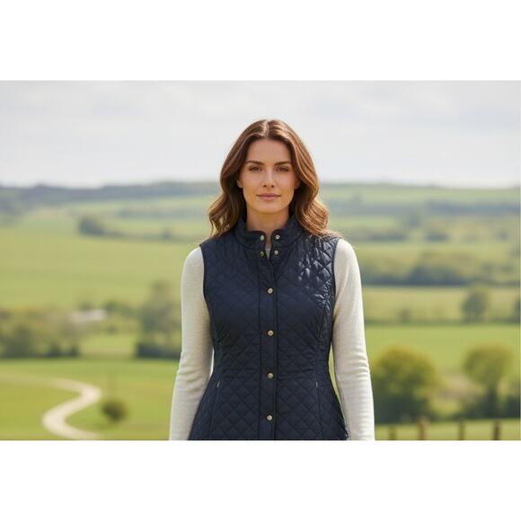 Zenergy by Chico's Jackets & Blazers - Zenergy By Chico's Vest Womens 2 Or Large Blue Quilted Zip Snap Mock Neck Lined